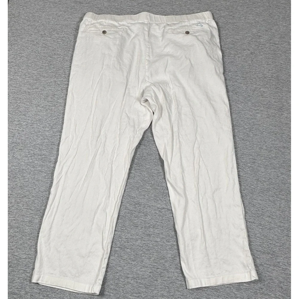 Tommy Bahama Pants Mens Size 2XLB White Beach Linen Blend Drawstring Vacation